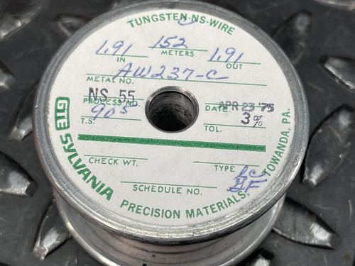 Tungsten / Wolfram Wire, 0.00191 Diameter NS55 3% 152 Meter / Roll SYLVANIA NS 55