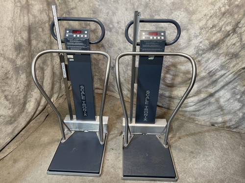 Lot of 2 Scale-Tronix Mobile Stand On Patient Scales w/ Height Bars Scale-Tronix 5002
