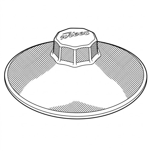 Line art illustration of a textured ice bucket lid with Nicer on the knob