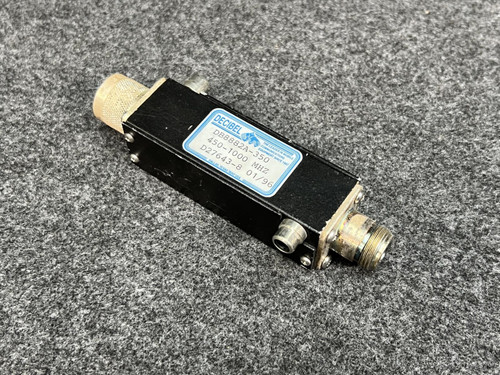 Decibel DB8882A-350 bidirectional RF power sensor with label, N-type connectors, and 450-1000 MHz frequency range.