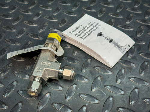 Swagelok SS-RL3S4 low pressure relief valve made of 316 SS with Swagelok tube fittings and instruction manual.