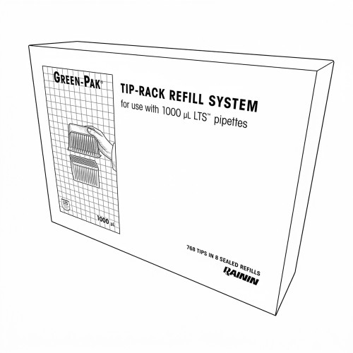 Line art illustration: Rainin Green-Pak pipette tip refill system box for 1000 µL LTS pipettes