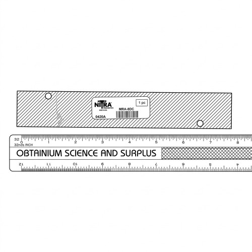 Line art illustration: Nitra MRA-8DC 8-station pneumatic valve manifold, labeled, with mounting holes