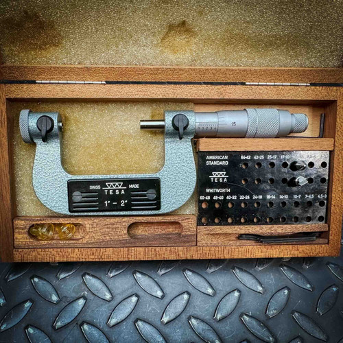 TESA Brown and Sharpe Thread Pitch Micrometer, 1"-2" with Case