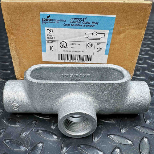 10-Pack, 3/4" Conduit Body - Crouse-Hinds T27 Form 7 10-Pack, 3/4" Conduit Body - Crouse-Hinds T27 Form 7