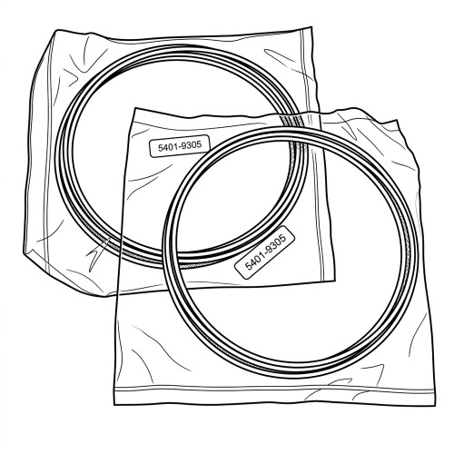 Line art illustration: two clear bags of coiled tubing labeled 5401-9305