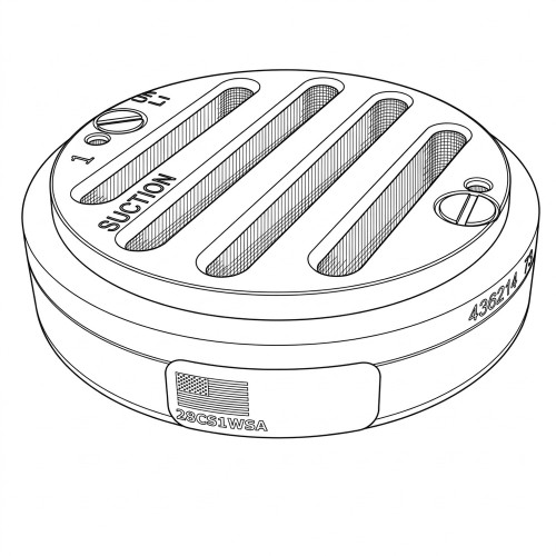 Line art illustration: round slotted valve marked SUCTION with 28CS1WSA sticker