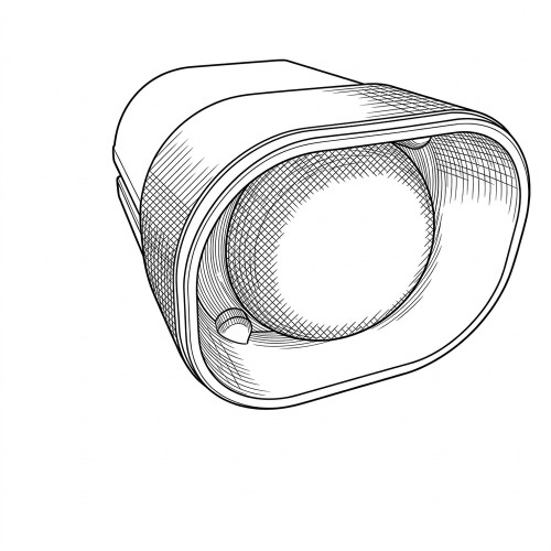 Line art illustration: Emergency vehicle siren with an oval bezel, central speaker, and two mounting points