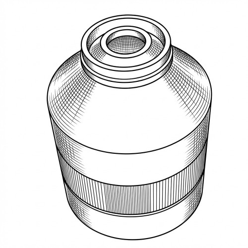 Line art illustration: Hypertherm Nozzle Retaining Cap with threaded opening, curved body, and ribbed middle band