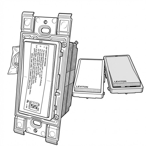 Line art illustration of Leviton WSS20-G9N Wall Switch Receiver LevNet RF 902 MHz Decora  NOS