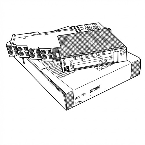Line art illustration of Murr 57380 CUBE20S Digital Output Module DO8 8x24VDC