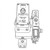 Line art illustration: Festo MPPES proportional valve manifold assembly with attached sensor, solenoid, and electrical connectors