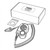 Line art illustration: MSA ClearCommand lapel microphone with coiled cable, small O-ring in bag, and product box