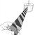 Line art illustration: Retractable belt barrier with cylindrical housing, extended striped belt, and top mounting rod
