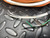 Stripped white, brown, green and black wire ends of the transducer cable