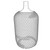 Line art illustration: diamond-patterned mesh tube stretched over a large bottle