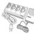 Line art illustration: Intermec quad battery charger, power adapter, and two coiled power cords with a plug