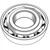 Line art illustration: Angular contact ball bearing showing outer race, inner race, and rolling balls