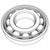 Line art illustration: Angular contact ball bearing with outer ring, inner ring, and multiple balls