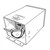 Line art illustration: Open isolation transformer with visible internal wiring, connections, a top label, and mounting bracket