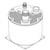 Line art illustration: MBraun MB-BL-1 Vacuum Blower: cylindrical, top with labeled IN/EIN, OUT ports, and connectors