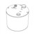 Line art illustration: MBraun MB-BL-1 vacuum blower, top view shows electrical connector, cap, label, and ports