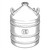 Line art illustration: Union Carbide LR31 Liquid Nitrogen Dewar with conical top, handles, and threaded opening