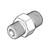 Line art illustration: Carbon steel fitting with a hexagonal body and male NPT threads on both ends