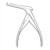 Line art illustration: Kerrison rongeur: long-shafted surgical tool with a half-oval bite and spring handles
