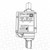 Line art illustration: Square D adjustable differential pressure switch with labeled body, top adjustment, and bottom pressure fitting