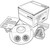 Line art illustration: Leviton occupancy sensor kit with box, manual, sensor device, and mounting hardware