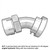 Line art illustration: 45 degree split flange elbow adapter with two caps, caption text