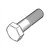 Line art illustration: Heavy hex bolt with a hex head, unthreaded shank, and threaded end