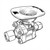 Line art illustration: Stainless steel ball valve with disc handle, bolted body, and Swagelok tube fitting ends