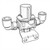 Line art illustration: SMC relief valve with adjusting cap, main body, two push-to-connect fittings, and mounting bracket