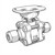 Line art illustration: Stainless steel ball valve with a disk handle, compression fittings, and "W 316" marking