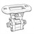 Line art illustration: Stainless steel ball valve, flat handle with 'OPEN' arrow, main body, and threaded ports