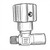 Line art illustration: Stainless steel needle valve with ribbed handle, threaded port, and Whitey "W" logo