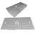 Line art illustration: Stack of five 228-pocket waffle trays for electronic components, one tray shown individually