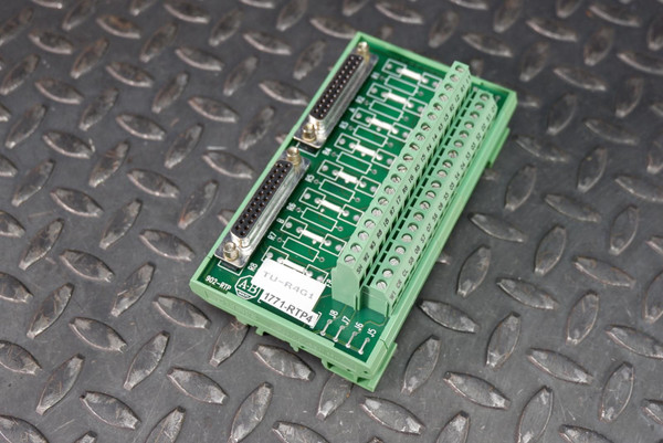 Allen-Bradley 902-RTP 1771-RTP4 TU-R4G1 with A-B logo. Clean D-sub connectors and terminal blocks. No visible damage.