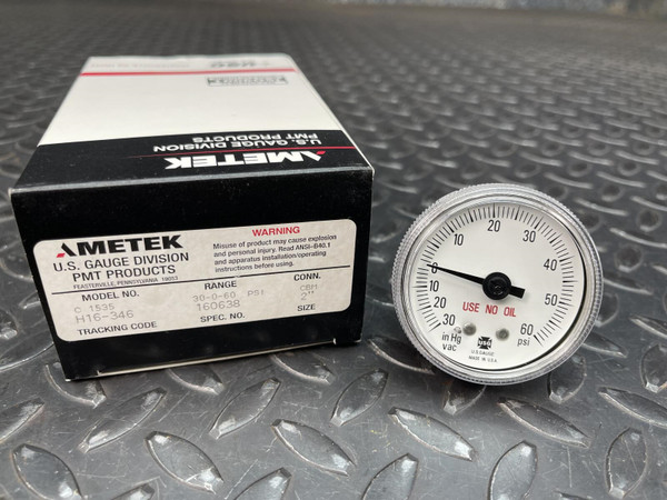 Ametek C1535 Corrosion Resistant Gauge 2" Face -30-0-60 PSI 1/4" NPT CBM Conn. AMETEK C1535