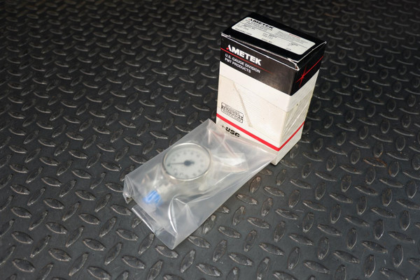 Ametek P 1535 200 PSI gauge in clean room packaging next to its product box.