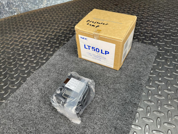 NEC LT50LP projector lamp in original box with the lamp module in plastic packaging.