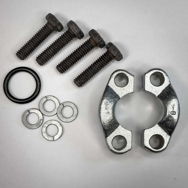 SFK62-8 kit contents: four black bolts, O-ring, four lock washers and two bright clamp halves