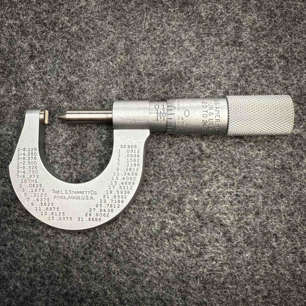 Starrett 575 Screw Thread Micrometer, 20-24 Pitch, 0-1"
