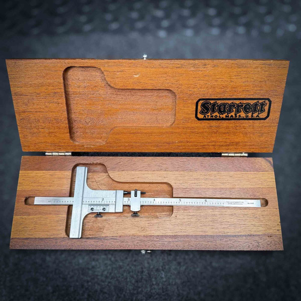 Starrett No. 448 Vernier Depth Gage 0-6" with Case - Clean