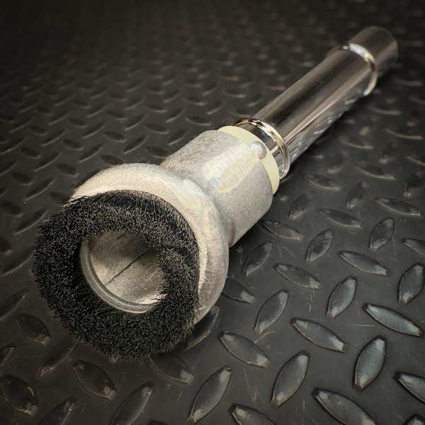 Close-up view of the Minuteman 3" metal shopvac brush from Obtainium Science and Surplus, highlighting the circular bristle ring around the nozzle opening.