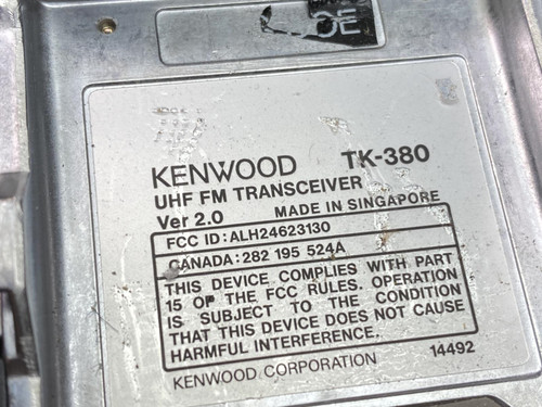 Lot of 4 Kenwood TK-380 V2 Type3 UHF 400-430 MHz Keypad