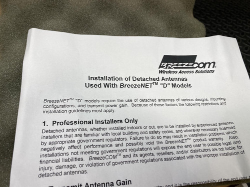 BreezeCOM Uni-8.5 EXT 872909 Antenna For BreezeNet D