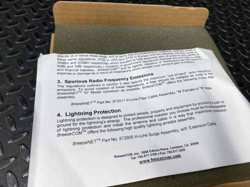 BreezeCOM 872909 Uni-8.5 EXT Antenna For BreezeNet D